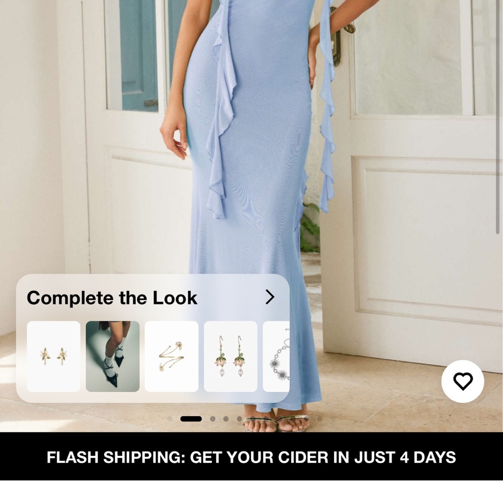 Cider Light Blue Maxi Dress with Ruffles